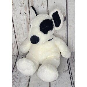 11" Aurora "Max" Bull Terrier Plush Puppy Dog White & Black Eye Patch Sitting